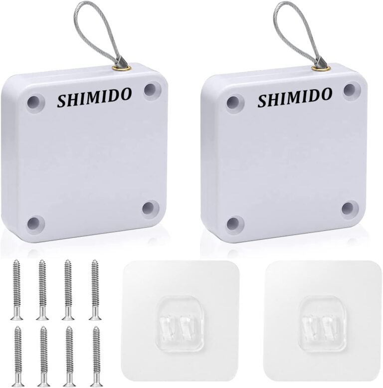 SHIMIDO Upgraded Punch-Free 1000g Automatic Screen Door Closer, Storm Door Closer, Sliding Screen Auto Door Closer with Steel Drawstring for Bathroom, Bedroom, Studyroom, etc.（2 Pack White）