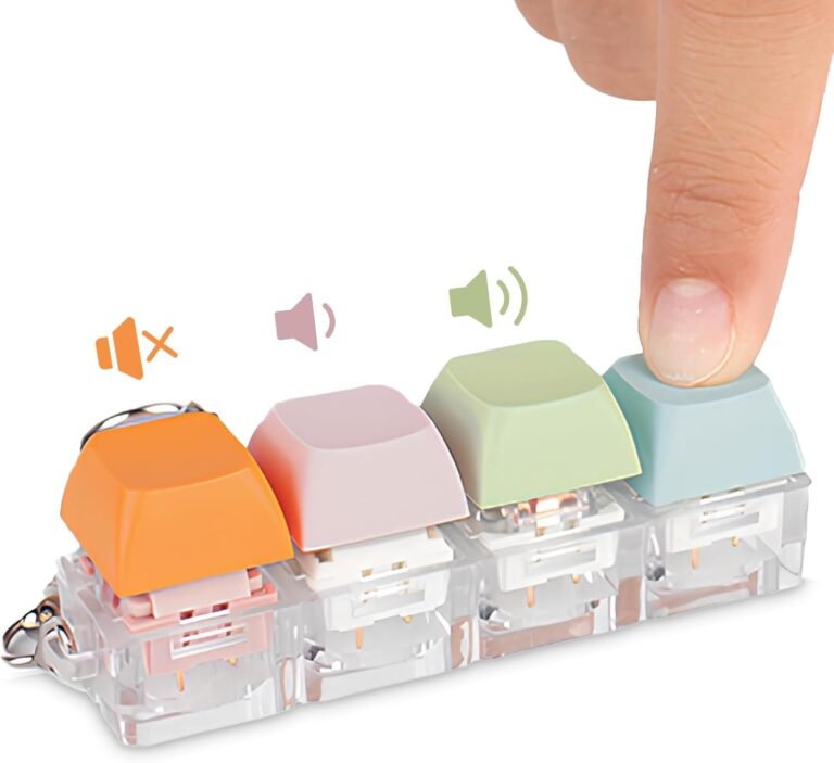 Byhoo Keyboard Fidget Toys with 3 Kinds of Touch Experience,Quiet Fidget Keyboard and Linear Clicky Keychain,Silent Keyboard Clicker for Library Studyroom and More Quietness Place