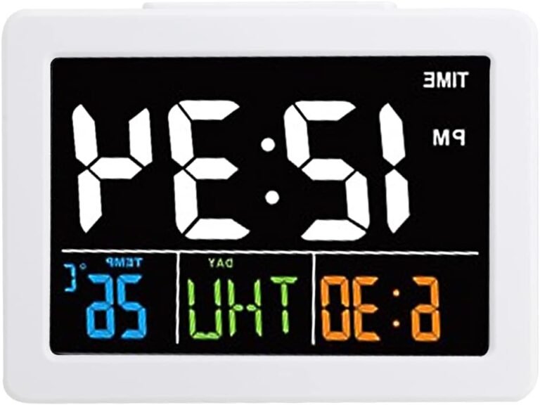 Cute Alarm Clock, Led Clock Desk Clock Digital Wall Clock Electronic Clock for Bedroom Studyroom Office for Women Men Kids Adults Students(White)