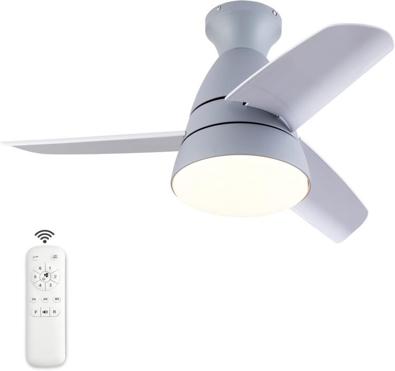36-Inch Ceiling Fan with Light and Remote Control, Equipped with a Quiet DC Motor, 6-Speed Fan Control, Suitable for Dining Rooms, Bedrooms, and Studies (Gray).