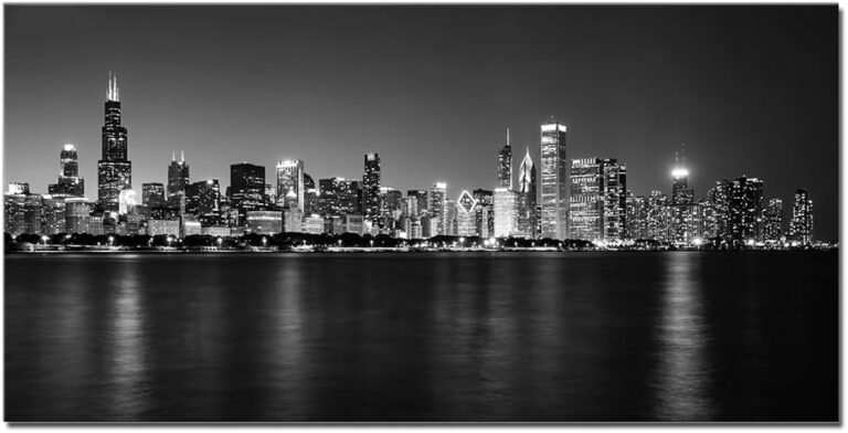 Living Room Wall Art Minimalist American Landscape Large Picture Skyline New York Manhattan Night View Black Artwork Canvas Print Home Office Decor Framed 24x48inch