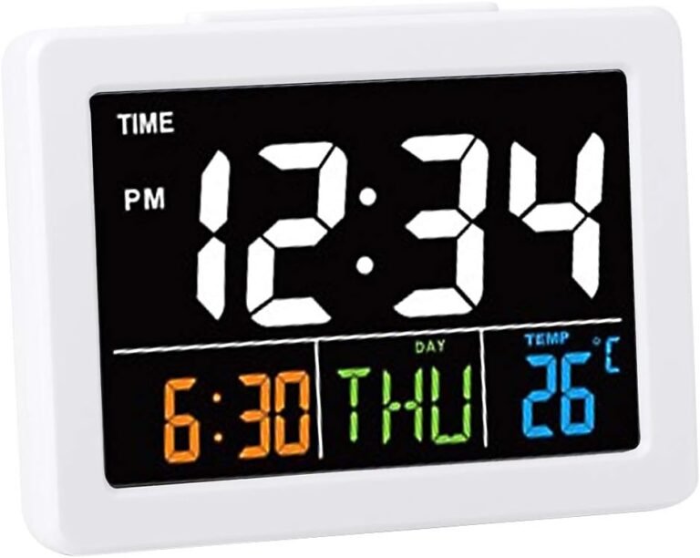 Cute Alarm Clock, Led Clock Digital Clock Large Display Electronic Clock Table Clock for Bedroom Studyroom Office for Women Men Kids Adults Students(White)