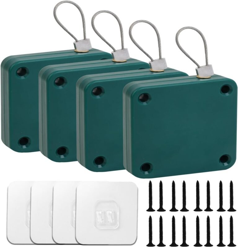 SHIMIDO Upgraded Punch-Free 1000g Automatic Screen Door Closer, Storm Door Closer, Sliding Screen Auto Door Closer with Steel Drawstring for Bathroom, Bedroom, Studyroom, etc. (4 Pack Green)