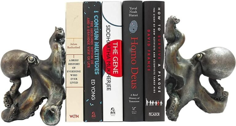 Ebros Nautical Coastal Sea Monster Octopus Bookends Set Statue in Faded Bronze Antique Finish 6.25″ H Mythical Sea Giant Cthulhu Kraken Decorative Office Study-Room Library Desktop Decor Figurines
