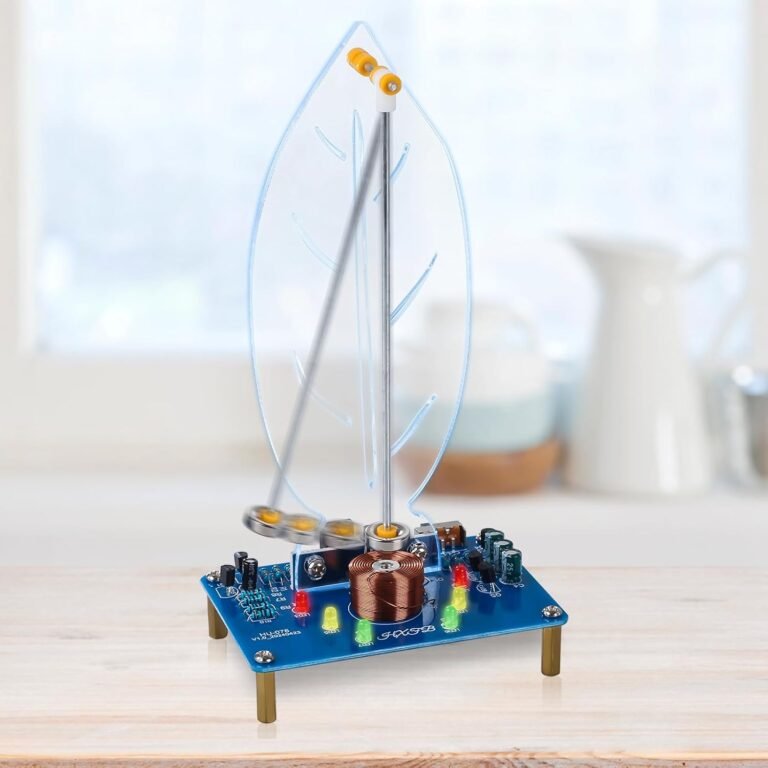 ICSTATION Soldering Practice Kit, Electromagnetic Swing Soldering Project Leave Shape Pendulum Needle Soldering Kit with LED Light Electronics Kit for High School Student STEM Education Tabletop Decor