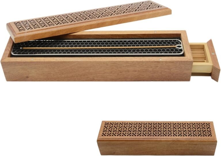 incense holder, Wooden Incense-Stick Holder & Ash Catcher，Incense holder with storage box, incense holder for meditation/yoga room/bedroom/studyroom/office