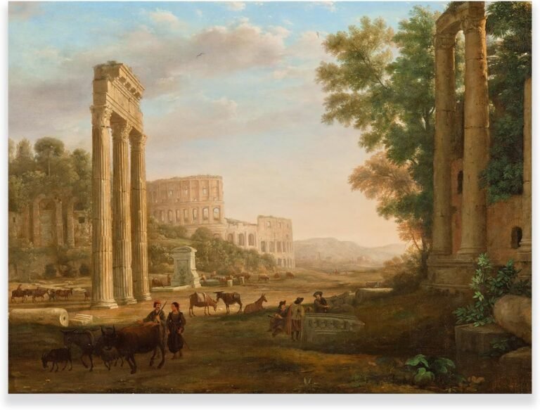 Claude Lorrain Art Paintings – Capriccio Ruins The Roman Forum Vintage Posters – Baroque Style Landscape Painting – for Studyroom/Corridor Decor Unframed (12x16inches/30x40cm)