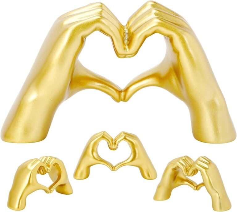 Gold Heart Hands Sculpture Heart Shape Love Finger Hand Gesture Statues Knick Knacks Home Decor for Shelves Decor Thanksgiving Valentine’s Day Gifts (Love Heart)