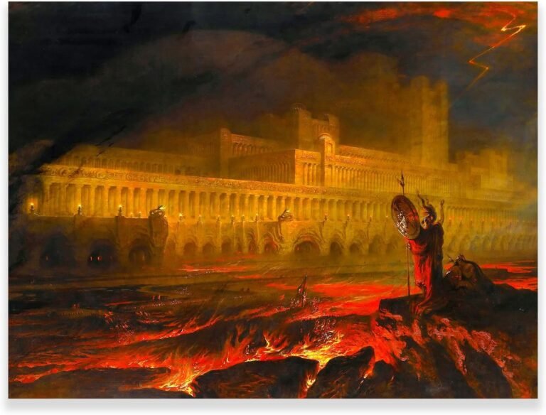John Martin Art – Pandemonium Picture – Crazy Art Paintings – Modern Paintings for Livingroom/Studyroom/Corridor/Office Stretched Wall Decor Unframed (12x16inches/30x40cm)