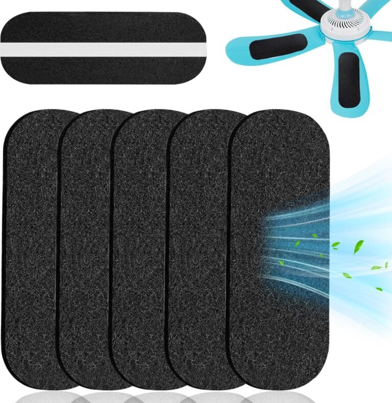 5 Pcs Ceiling Fan Filters for Blades, Activated Coconut Shell Carbon Filter, Unscented Ceiling Fan Air Purifier Pads, Coconut Carbon Fan Air Purifier Pads for Common Household Contaminants