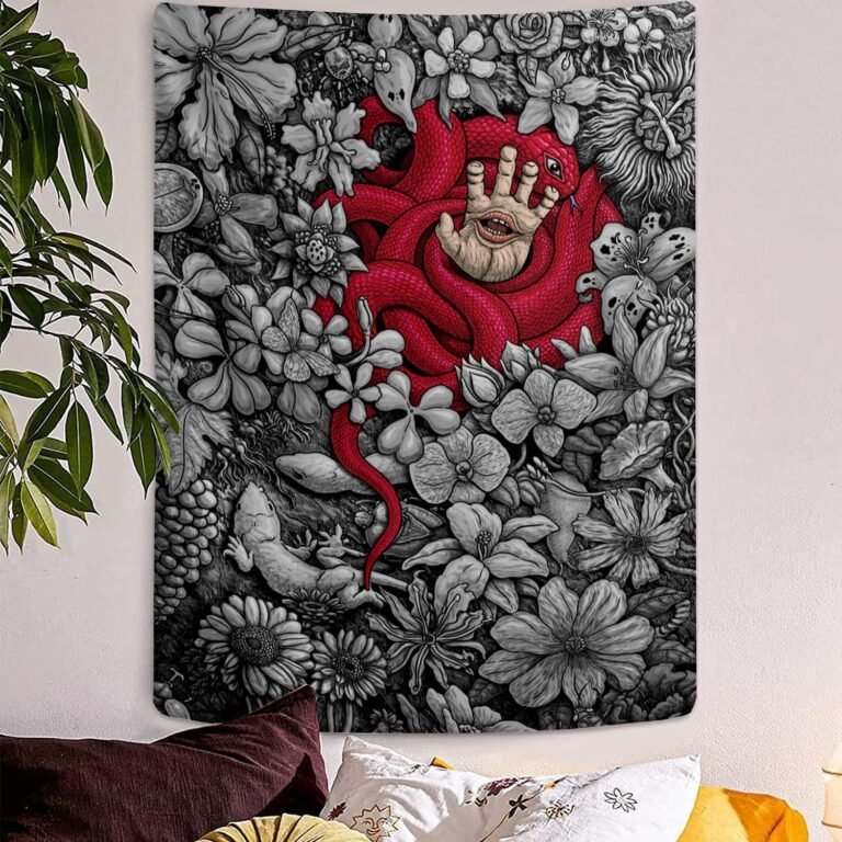 DUOQYA Snake Vertical Tapestry Trippy Floral Plants Wall Tapestry psychedelic Tapestries mysterious Wall Hanging Tapestry for Bedroom Aesthetic