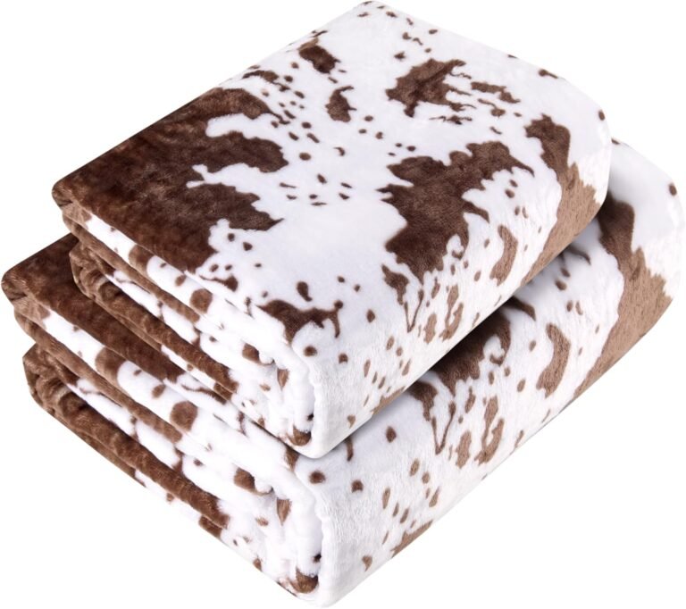 2-Packs Cow Print Blanket Fleece Light and Soft Wool Blanket Suitable for Sofa Bed Studyroom for Adults Kids Boys Outdoor Travel Blanket Birthday Mother’s Day (50X60in&60X80in)