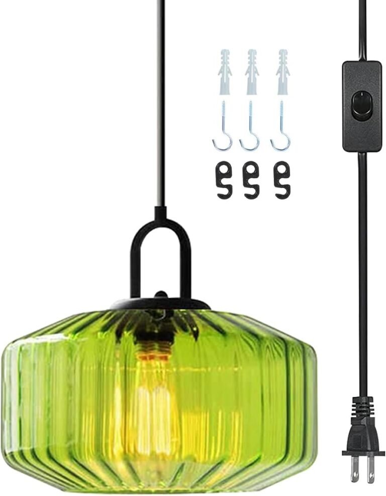 Glass Glass Hanging Lamp Modern Plug in Pendant Light Fixtures Mid Century Pendant Lamp with Dome Glass Shade 14.7 ft Cord Plug in Chandelier Hanging Lighting for Kitchen Island