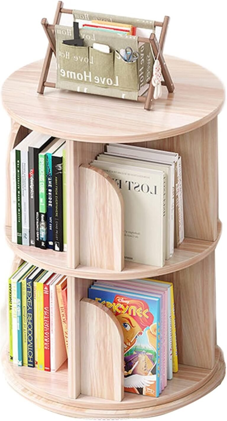 Rotating Bookshelf 2-Tier Wood 360° Rotating Storage Display Rack Corner Shelves for Kids’ Room StudyRoom Bedroom Livingroom (Color : Wood, Size : 43 * 68cm)