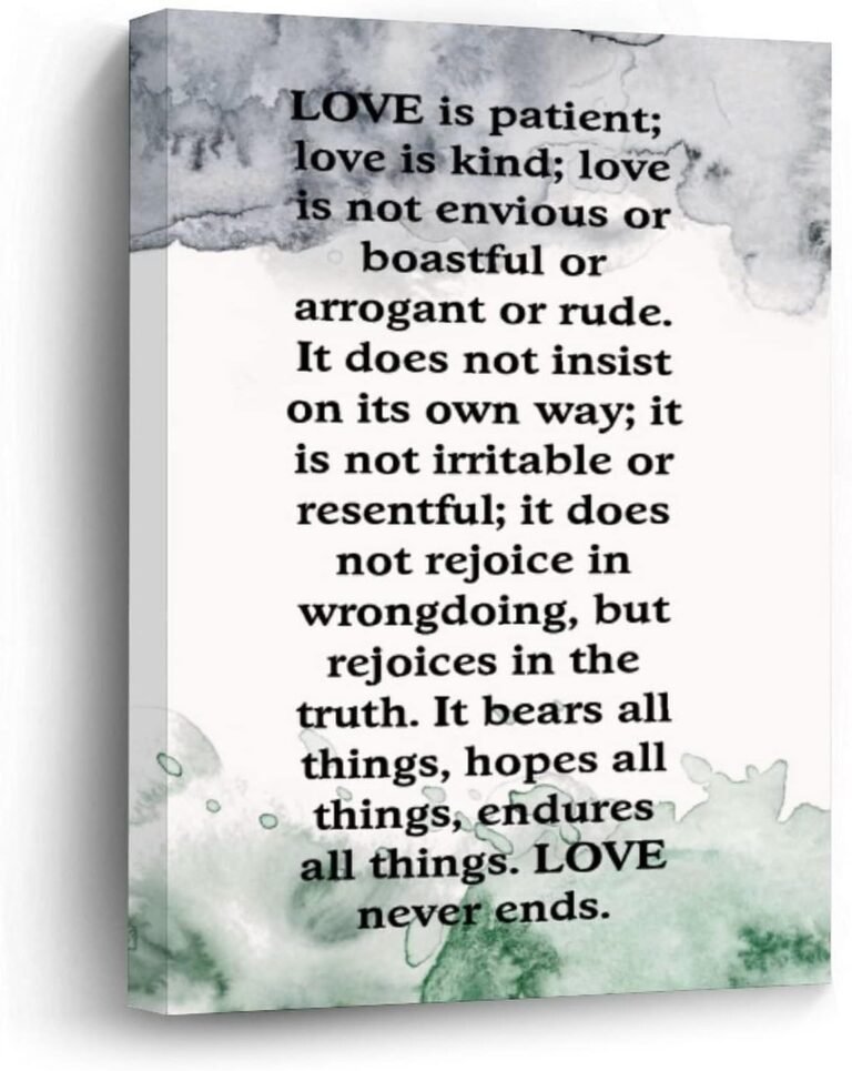 Love Is Love Is Patient Love Is Kind; Love Is Not Envious Or Boastful Unframed Canvas Printing Wall Art, Canvas Print Poster with Saying Rustic Wall Decor for Living Room, Retire Gifts, 8×12 Inch
