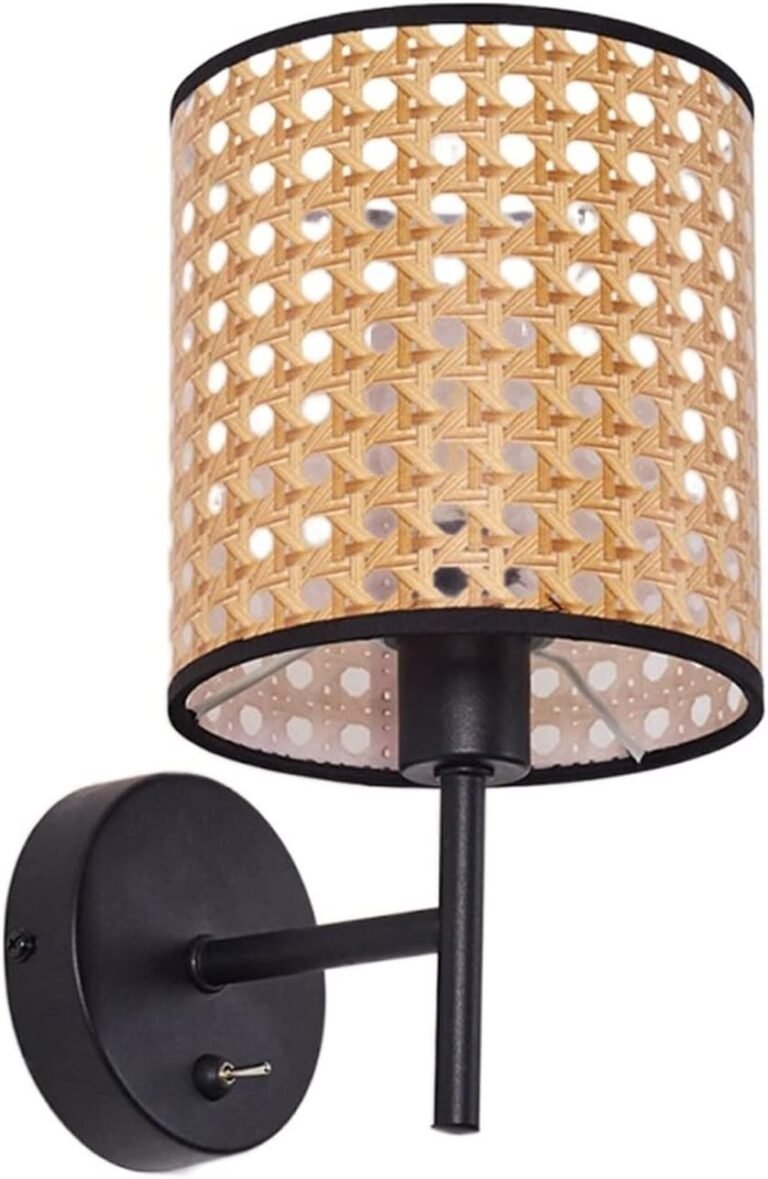 Japanese Style Rattan Shade Wall Sconces Iron Lamp Vintage Fashion Wall Plug-in Spot Light Suitable for Corridor,Bedroom,studyroom Decorative Lighting Sconce Stylish