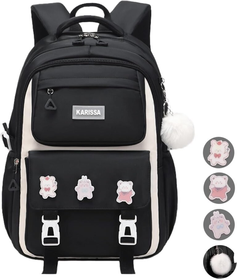 School Backpacks for Girls, Middle Schoolbag Elementary Student Bookbag, Large Casual School Daypacks for Teens Girls (Black)