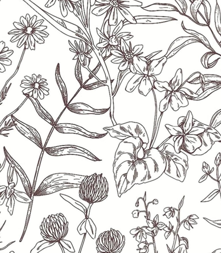 Wudnaye Brown and White Wallpaper Peel and Stick Vintage Floral Wallpaper Removable Self Adhsive Wallpaper Leaf Contact Paper for Cabinets 16.1″X118.1″ Waterproof Vinyl Wallpaper for Bathroom Kitchen