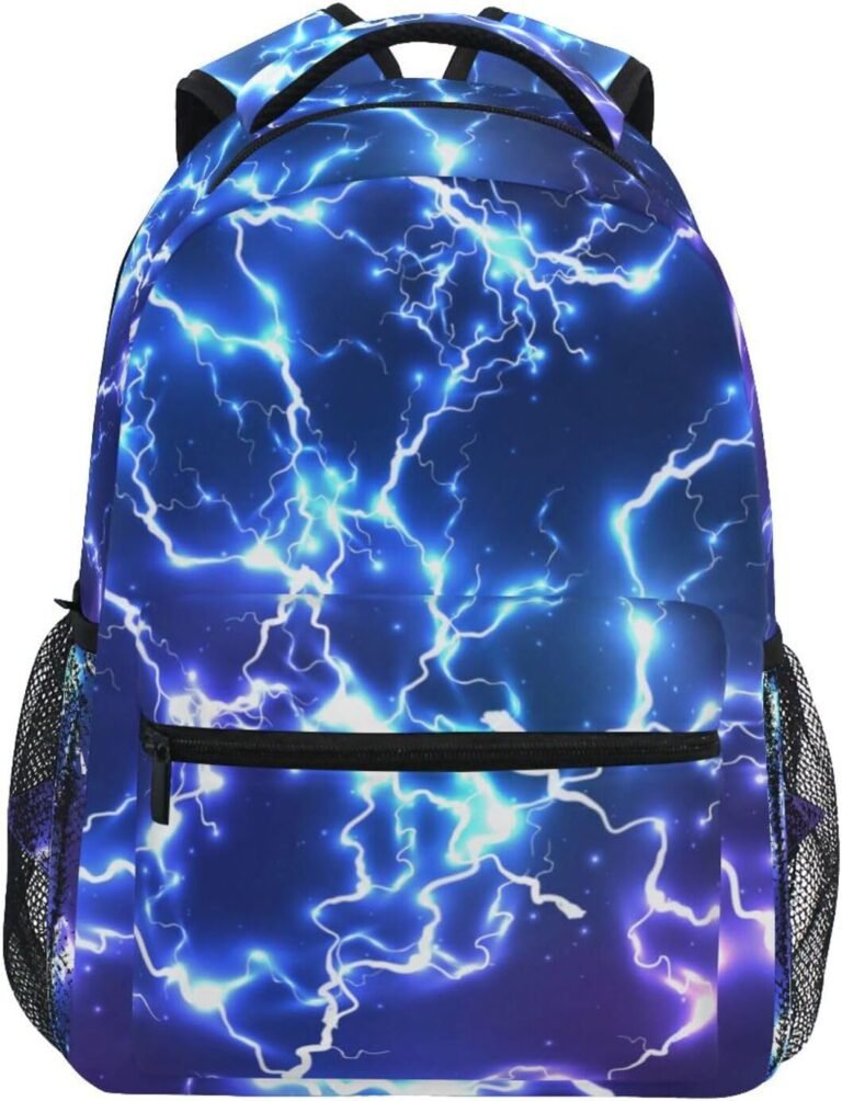 Blue Flash Lightning Kids Backpacks for Girls Boys Teenager,BookBags Back to School Bag,Lightweight Travel Daypack Laptop Backpack,Elementary Primary Middle School Bags for Age 6-12