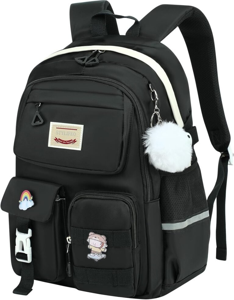 Kawaii Girls Backpack for School Cute Teenage Bookbag With Multiple Pockets for Primary Elementary High School
