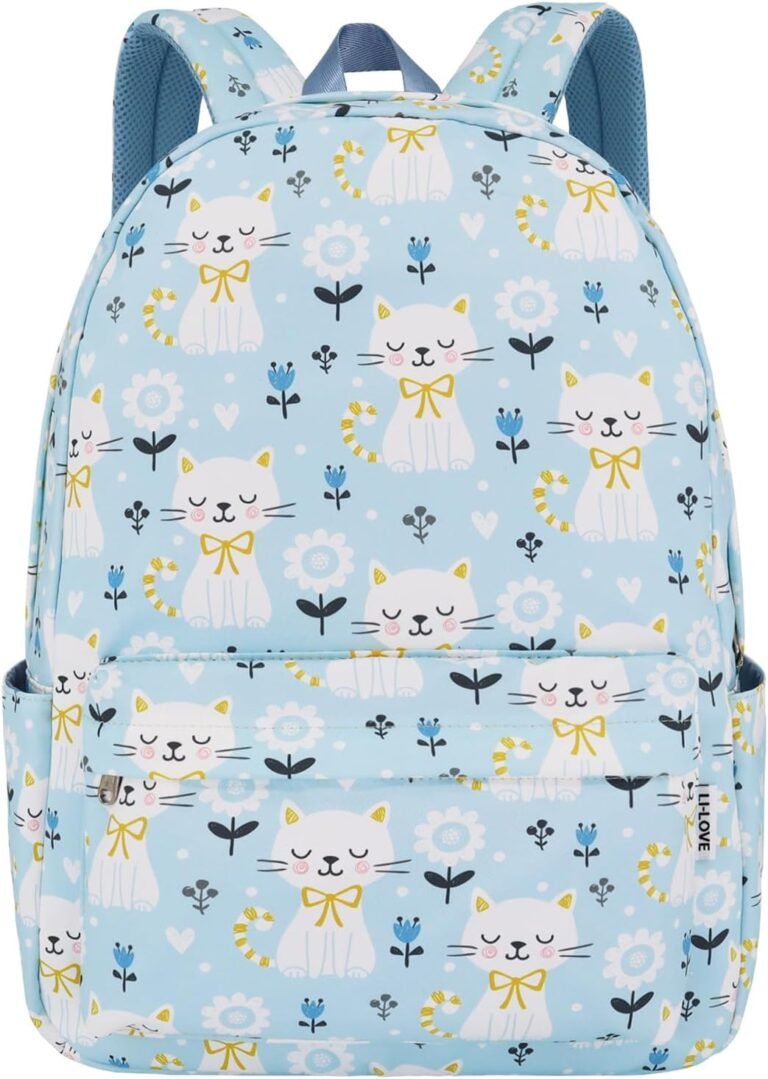 Backpack for Girls Teens Kids College Middle Elementary High School Cute Cat Flower Backpacks Student Bookbags Travel Waterproof Book Bag Laptop Back Pack