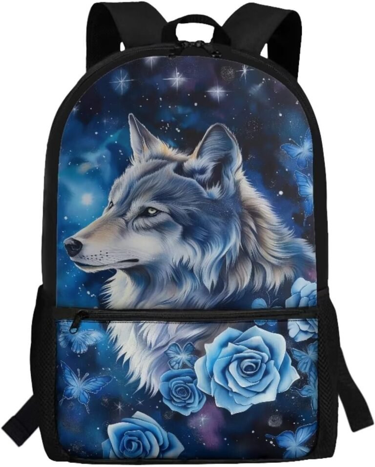 Rose Wolf Girls Backpacks Ages 8-10 Flowers School Bookbag for Teen Kids Children Schoolbag Fashion Book Bag for Primary Elementary Middle School Student Daypack