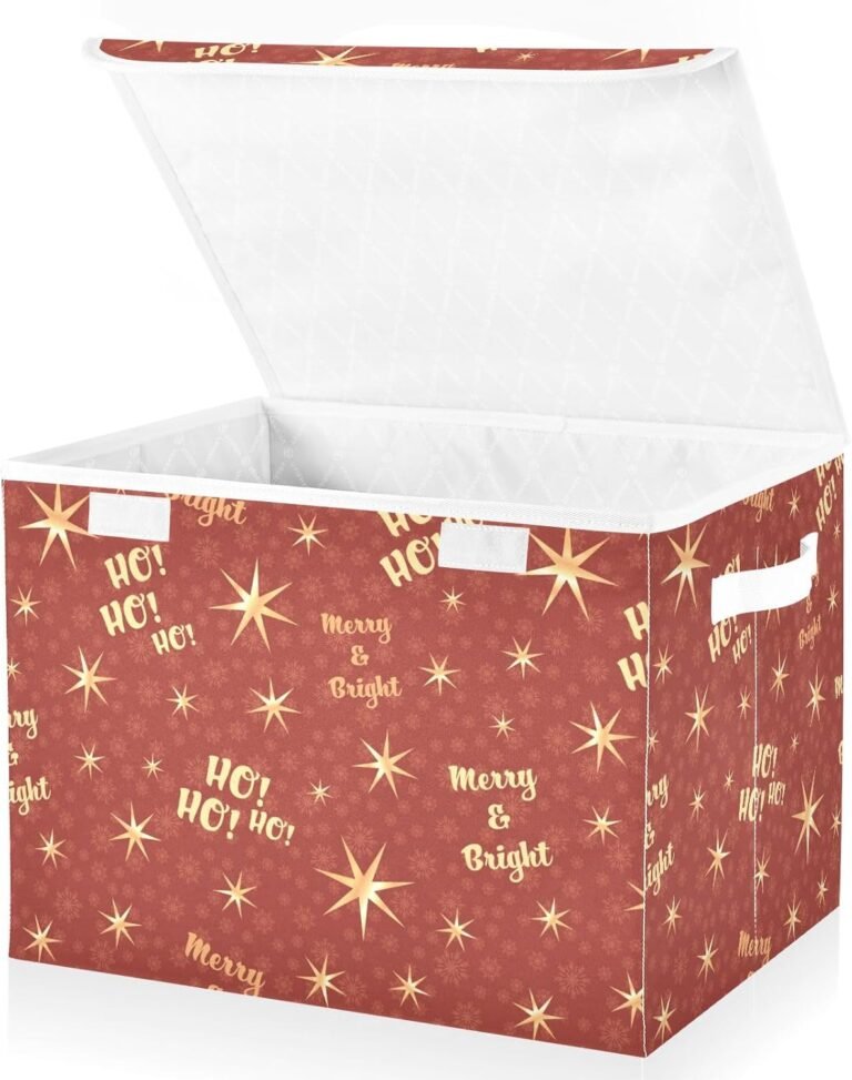 JUNZAN Merry Golden Stars Storage Bins With Lids Stackable Box Organizer Large Plastic Storage Bins for Home Studyroom Home Decor