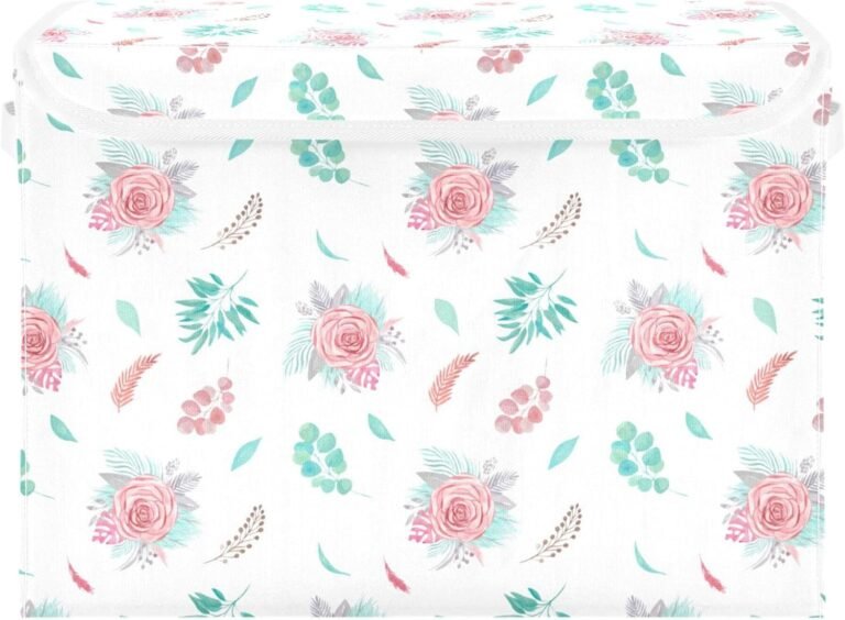 JUNZAN Bohemian Flowers Storage Bins with Lids Foldable Container Store Storage Bin with Lids for Home Studyroom Home Decor