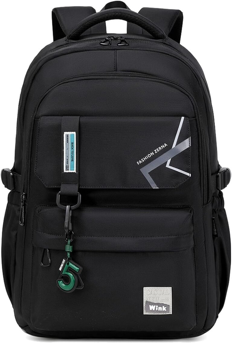 School Backpack for Men, laptop backpack Elementary Middle High Bookbags for Teens Boys Waterproof Lightweight Casual Daypack(Black)