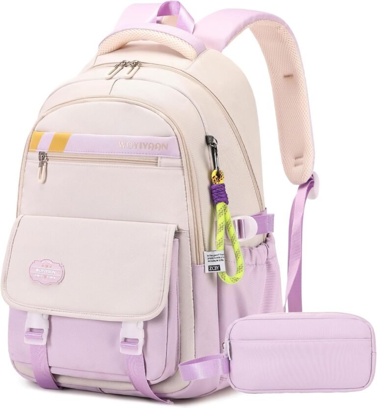 Girls Backpack for School, Cute Teenage Multiple Pockets School Bag, Fashion Bookbag for Primary Elementary High School, Purple Backpack