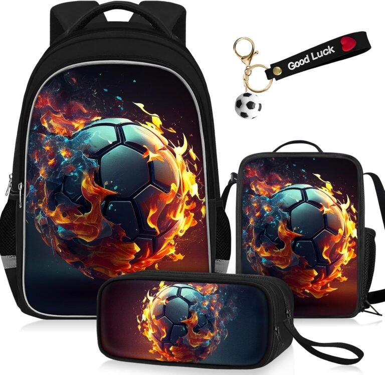 School Backpack For Boys – 4pcs Basketball Boys Backpack With Lunch Box And Pencil Case For Kids Children Teens Elementary Middle School – Boys Backpacks Ages 6-18，17″ Sports Bookbag Travel Back Pack