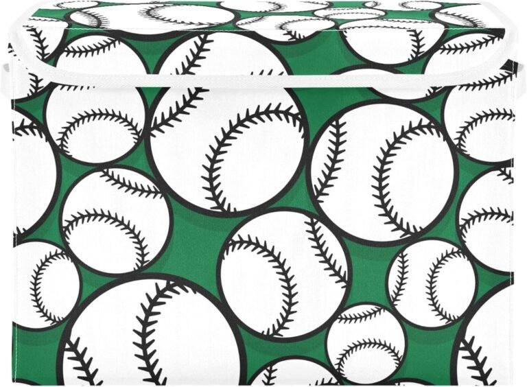 JUNZAN Baseball Softball Ball Graphics Green Storage Bins With Lids Stackable Tote Storage Gallon Storage Bins With Lids for Home Studyroom Home Decor