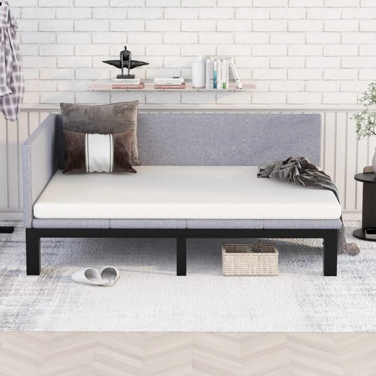 Classic Design Upholstered Daybed Sofa Bed Frame Full Size Linen with Health and Comfort for Bedroom,Studyroom,Guestroom,Livingroom (Gray-11@)