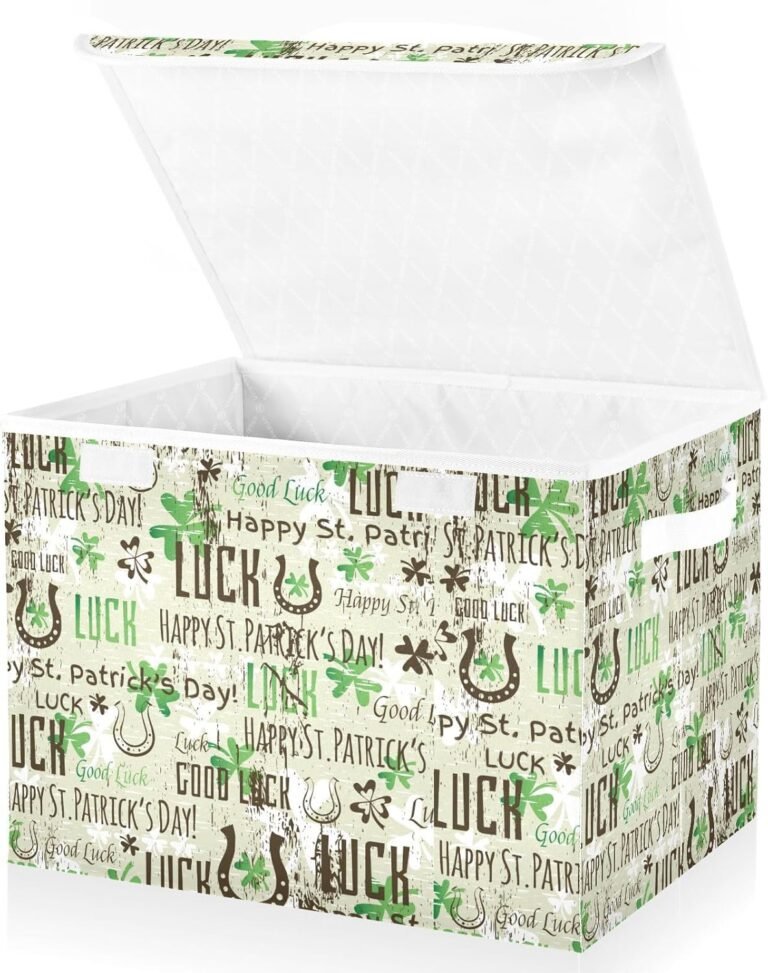 JUNZAN Grunge St.patrick Lucky Shamrocks Storage Totes With Lids Collapsible Tote Storage Clothing Storage Containers for Home Studyroom Dormroom Storage