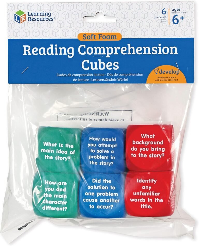 Learning Resources Reading Comprehension Cubes – Set of 6, Kids Ages 6+ Teacher and Classroom Supplies, Reading Aids for Kids