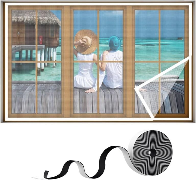 Fiberglass Window Screen Mesh,W55 x H110cm(21.6×43.3in) Side Opening Window Screen Mesh with Hook and Loop,for studyroom/Washing Room,White