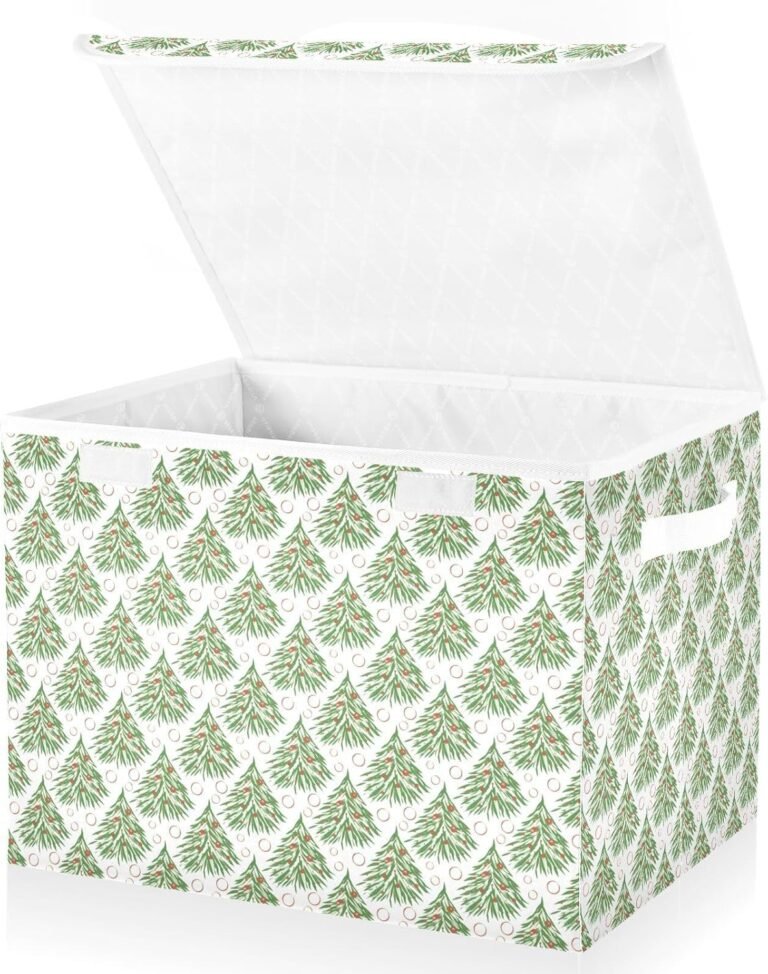 JUNZAN Christmas Trees Circles Storage Bin With Lid Collapsible Square Storage Lids For Storage for Home Studyroom Home Decor