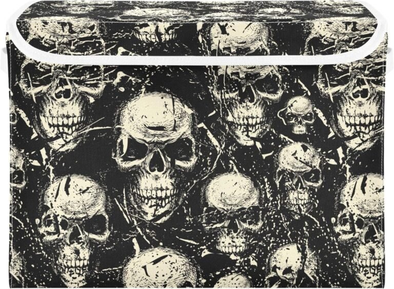 JUNZAN Vintaeg Human Skulls Grunge Storage Container With Lid Stackable Organization Bins Bins With Handles for Home Studyroom Office Basket
