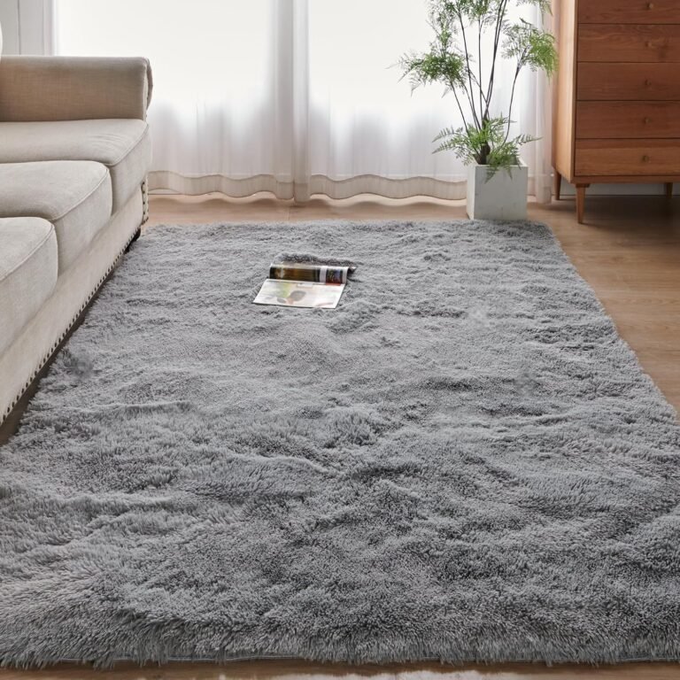Skyweaver Super Soft Fluffy Area Rug for Living Room, Modern Shaggy Rug Fuzzy Rectangle Rug for Beroom, Plush Indoor Nursery Home Decor Rug Non-Slip Bottom Carpet, Gray 6.5 * 9.8 ft