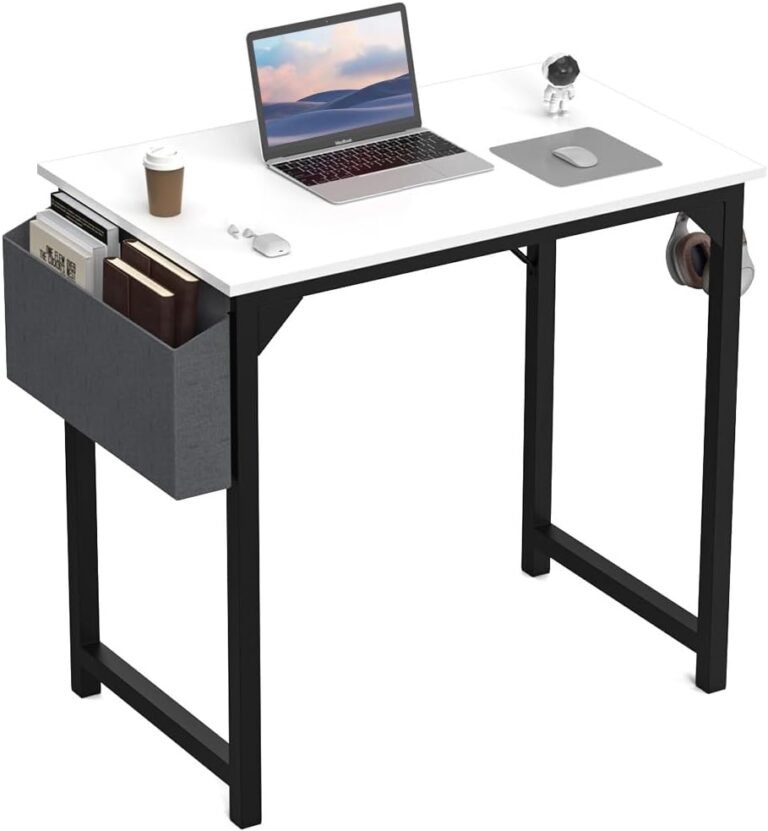DUMOS 32 Inch Office Small Computer Desk Modern Simple Style Writing Study Work Table for Home Bedroom – White