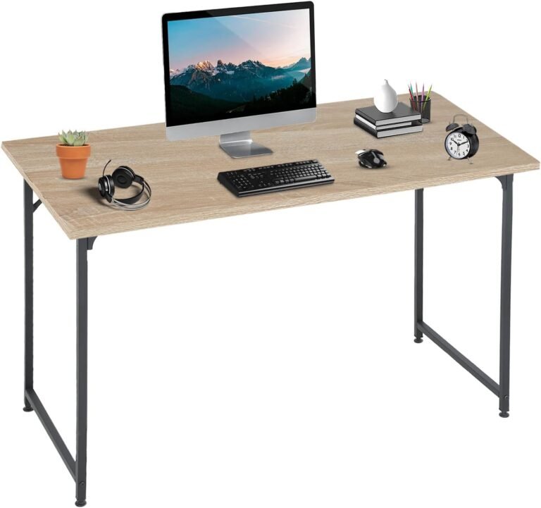Computer Desk 47 inches Writing Desk Home Office Study Workstation Modern PC Laptop Sturdy Simple Gaming Desk with Metal Frame (Nature), 47x24x29