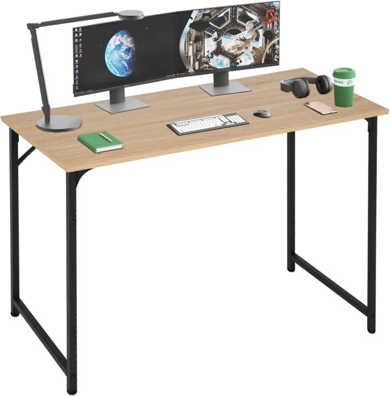 47 inch Computer Desk Home Office Desk Writing Study Table Modern Simple Style PC Desk with Metal Frame Gaming Desk Workstation for Small Space，Nature