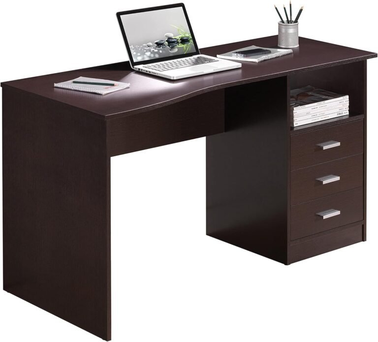 Techni Mobili Classic Computer Desk with Multiple Drawers, 29.5″ x 23.6″ x 51.2″, Wenge