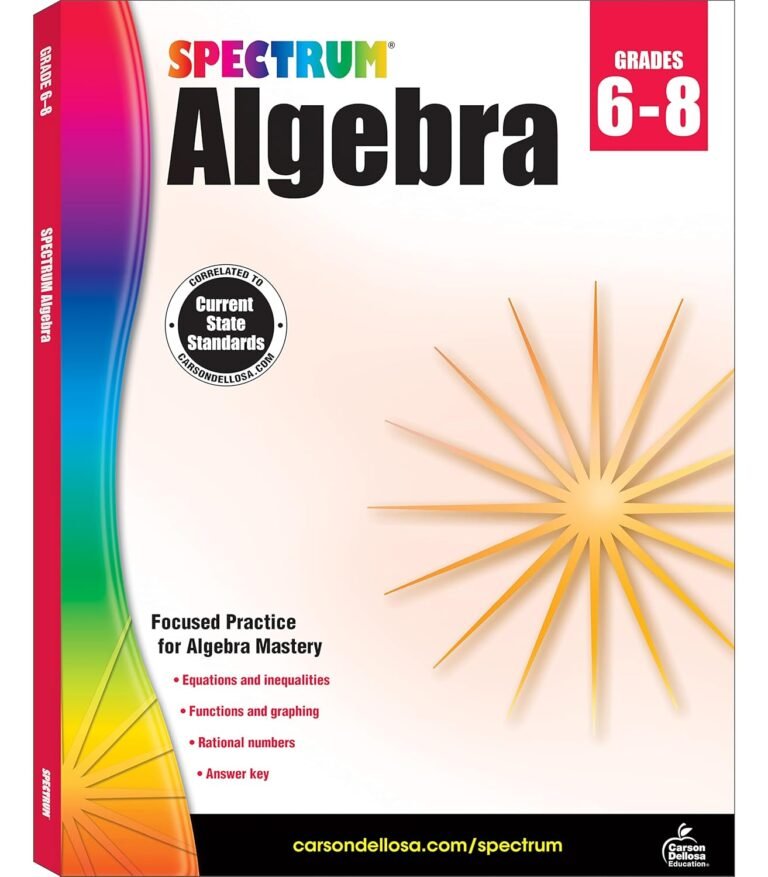 Spectrum Algebra 1 Workbook, Ages 11-14, Grades 6-8 Algebra/Pre-Algebra Workbook Covering Fractions, Algebra Equations, Graphing, Rational Numbers, … Grade, 8th Grade Math For Kids (Volume 109)