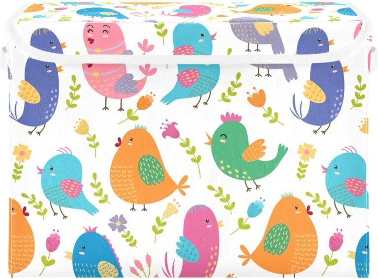 JUNZAN Animals Cute Chichen Birds Storage Container with Lid Collapsible Storage Crates Boxes for Organizing for Home Studyroom Office Basket