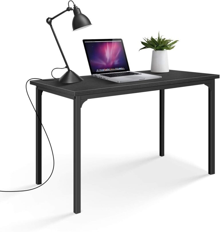 YSSOA Modern Design, Simple Style Table Home Office Computer Desk for Working, Studying, Writing or Gaming, 47″ D x 23.6″ W x 29.5″ H, Black