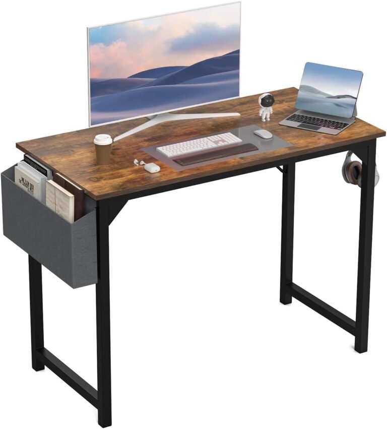 DUMOS 40 Inch Small Computer Office Desk Modern Simple Style Writing Study Work Table for Home Bedroom – Rustic Brown