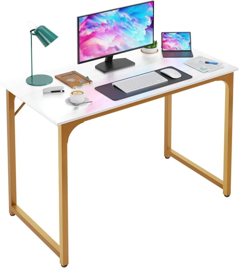 39 inches Computer Desk, Modern Writing Desk, Simple Study Table, Industrial Office Desk, Sturdy Laptop Table for Home Office
