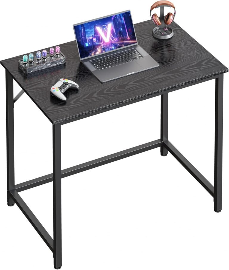 VASAGLE Computer Desk, Gaming Desk, Home Office Desk, for Small Spaces, 19.7 x 31.5 x 29.5 Inches, Industrial Style, Metal Frame, Black with Wood Grain ULWD038B56