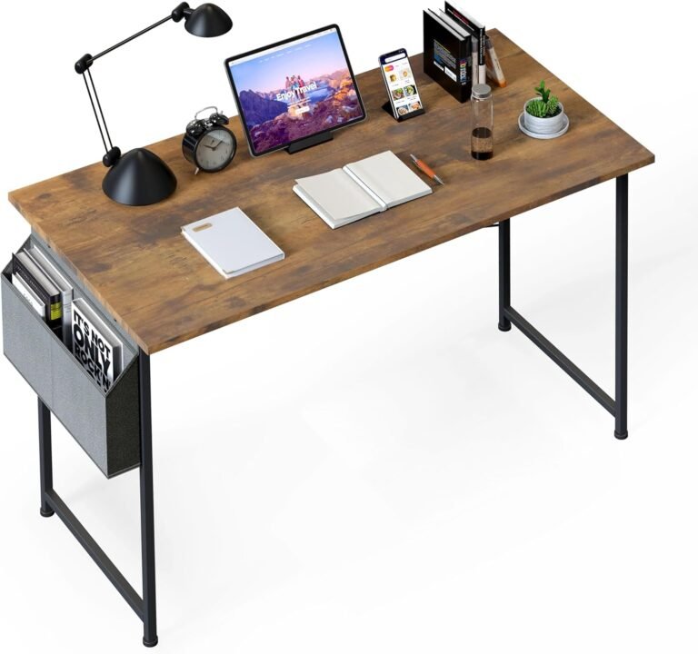 YSSOA Small Space Writing Desk with Headphone Hooks, Modern Simple Design, Suitable for Study, Home Office and Children’s Room